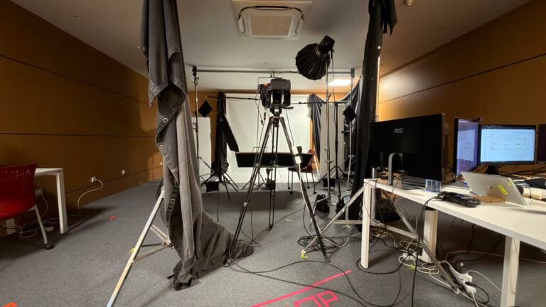 Show Reel Web Room with camera, lighting and monitor set up for a recording session, in Lisbon